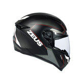 Zeus ZS-811A AL6 Mat Siyah Beyaz-Kırmızı Kapalı Kask