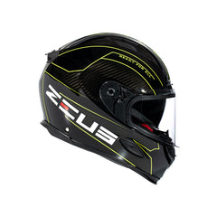 Zeus ZS-1800B Gloss Carbon AM8 Flu Sarı Kapalı Kask