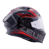 Zeus ZS-826 İnci Siyah Kırmızı BK3 Kapalı Kask