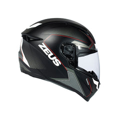 Zeus ZS-811A AL6 Mat Siyah Beyaz-Kırmızı  Kapalı Kask