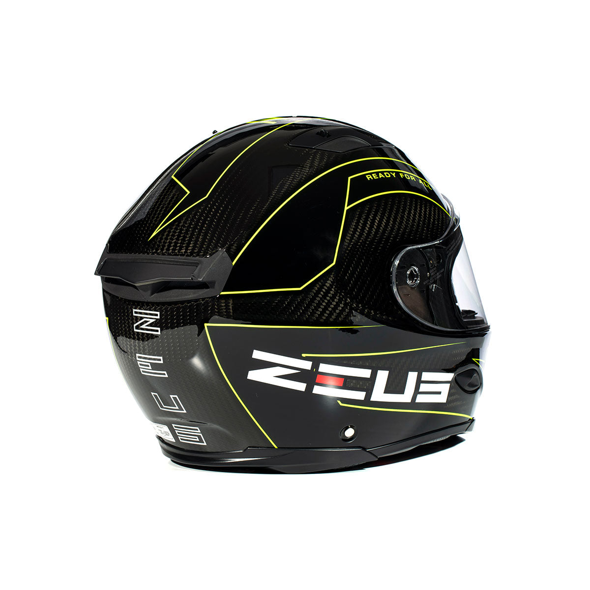 Zeus ZS-1800B Gloss Carbon AM8 Flu Sarı Kapalı Kask