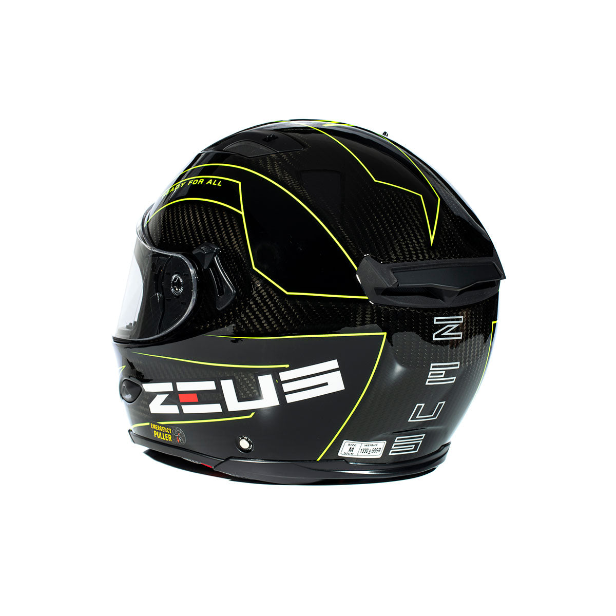 Zeus ZS-1800B Gloss Carbon AM8 Flu Sarı Kapalı Kask