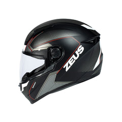 Zeus ZS-811A AL6 Mat Siyah Beyaz-Kırmızı  Kapalı Kask
