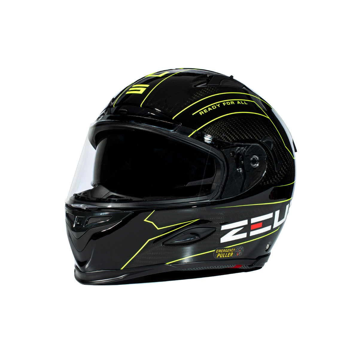 Zeus ZS-1800B Gloss Carbon AM8 Flu Sarı Kapalı Kask