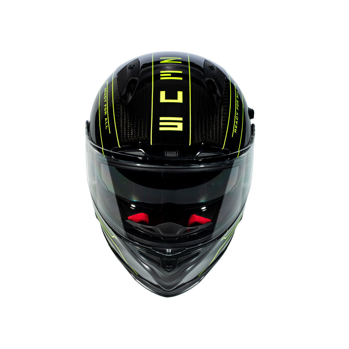 Zeus ZS-1800B Gloss Carbon AM8 Flu Sarı Kapalı Kask