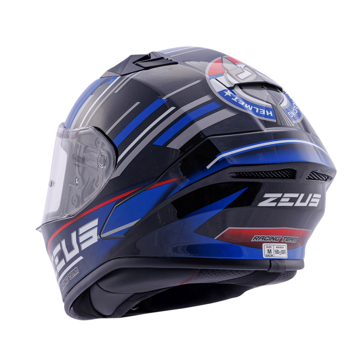 Zeus ZS-826 İnci Siyah Mavi BK15 Kapalı Kask