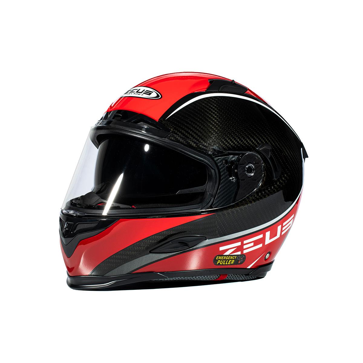 Zeus ZS-1800B Gloss Carbon AM9 Red Kapalı Kask