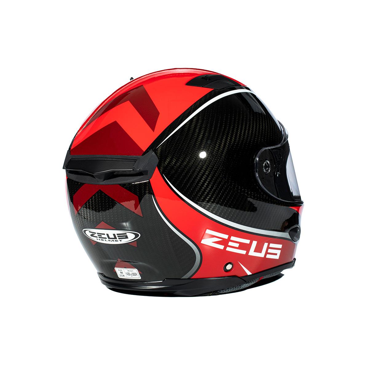 Zeus ZS-1800B Gloss Carbon AM9 Red Kapalı Kask
