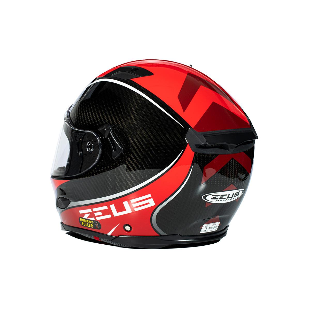 Zeus ZS-1800B Gloss Carbon AM9 Red Kapalı Kask