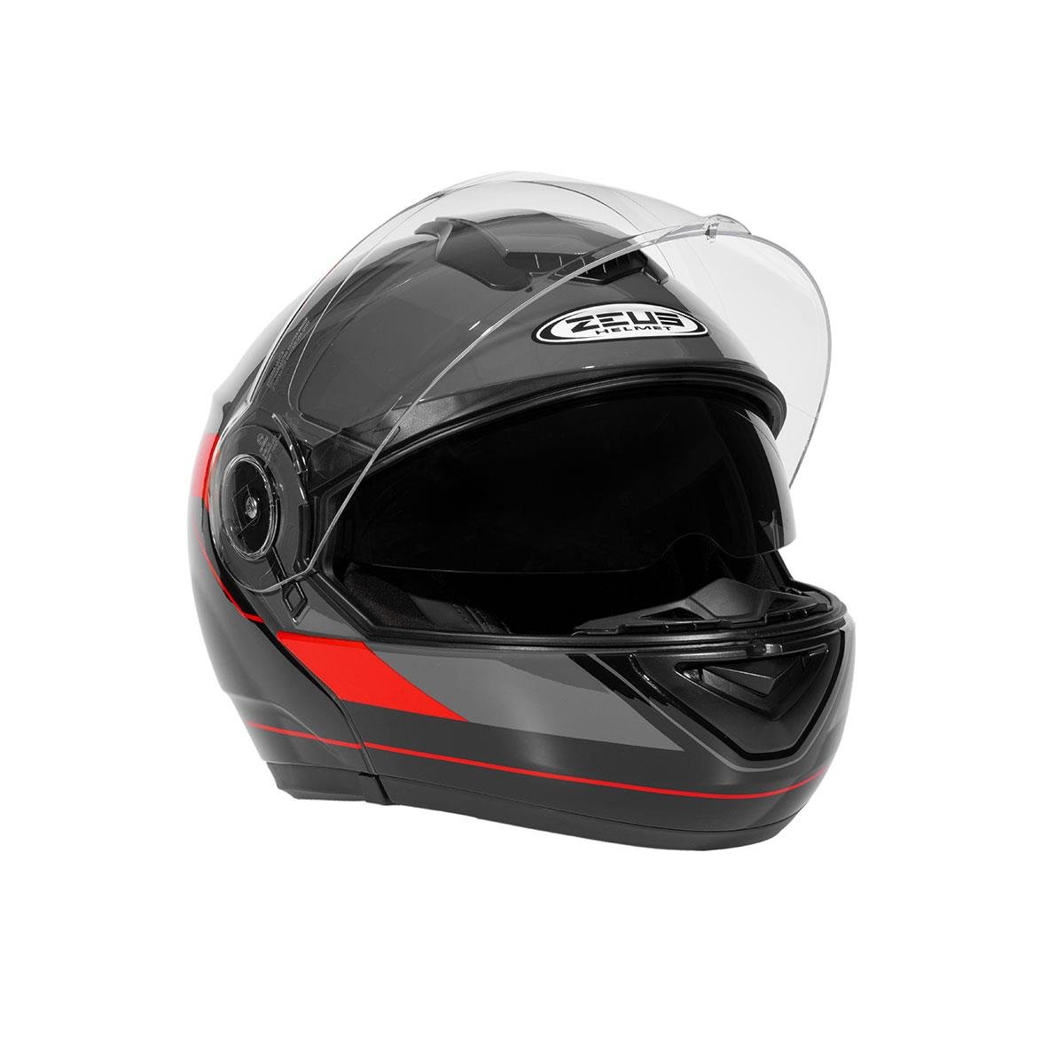 Zeus ZS-3050 BE7 Gri Kırmızı Çene Açılır Kask